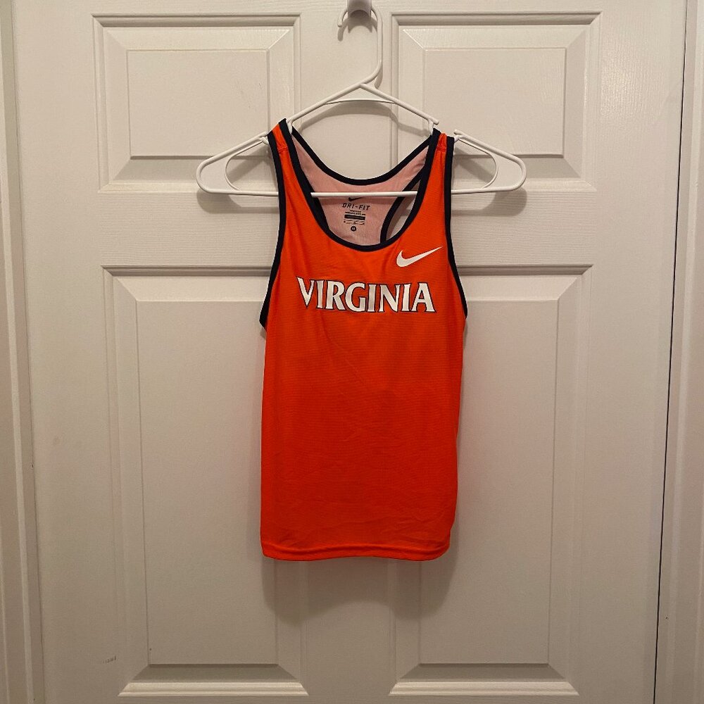 Virginia Cavaliers Women's Track Team Issued Nike Orange Blue Tank Top Medium